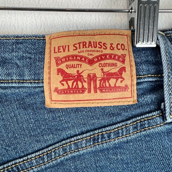 Levis Straight Leg Jeans High Rise Button Fly Dark Wash Denim‎ 26x27 - Picture 8 of 12